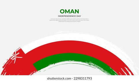 Abstract brush flag of Oman in rounded brush stroke effect vector illustration