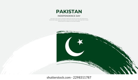 Bandera de pincel abstracta de Pakistán en la ilustración de vector de efecto de pincel redondeado