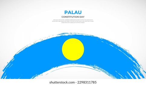 Abstract brush flag of Palau in rounded brush stroke effect vector illustration