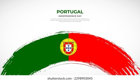 Abstract brush flag of Portugal in rounded brush stroke effect vector illustration