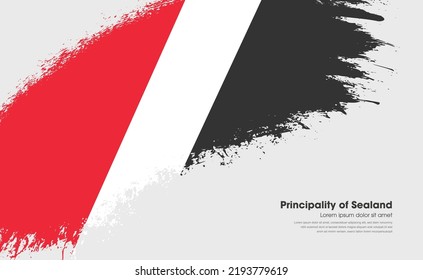 Abstract brush flag of Principality of Sealand country with curve style grunge brush painted flag on white background