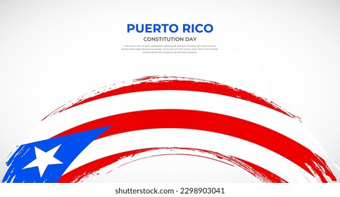 Bandera de brocha abstracta de Puerto Rico en forma redondeada de pincel efecto de vector ilustración