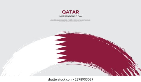 Abstract brush flag of Qatar in rounded brush stroke effect vector illustration