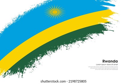 Abstract brush flag of Rwanda country with curve style grunge brush painted flag on white background