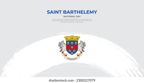Abstract brush flag of Saint Barthelemy in rounded brush stroke effect vector illustration