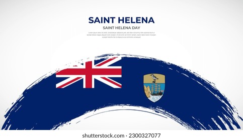 Abstract brush flag of Saint Helena in rounded brush stroke effect vector illustration
