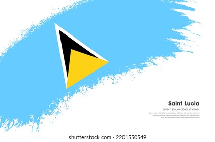 Abstract brush flag of Saint Lucia country with curve style grunge brush painted flag on white background
