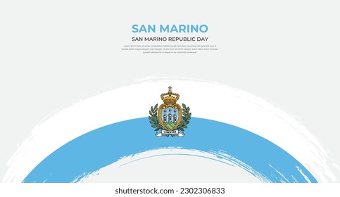 Abstract brush flag of San Marino in rounded brush stroke effect vector illustration