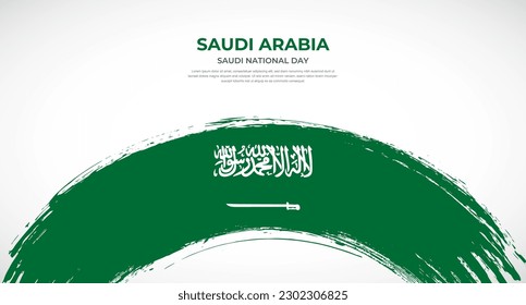 Abstract brush flag of Saudi Arabia in rounded brush stroke effect vector illustration