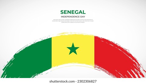 Abstract brush flag of Senegal in rounded brush stroke effect vector illustration