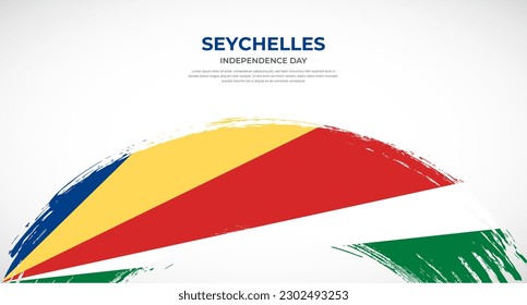 Abstract brush flag of Seychelles in rounded brush stroke effect vector illustration
