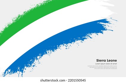 Abstract brush flag of Sierra Leone country with curve style grunge brush painted flag on white background