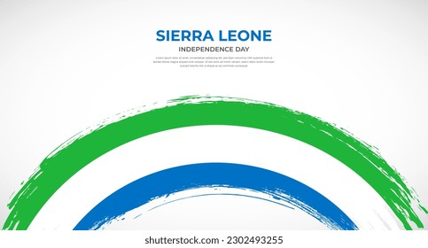 Abstract brush flag of Sierra Leone in rounded brush stroke effect vector illustration