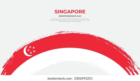 Abstract brush flag of Singapore in rounded brush stroke effect vector illustration