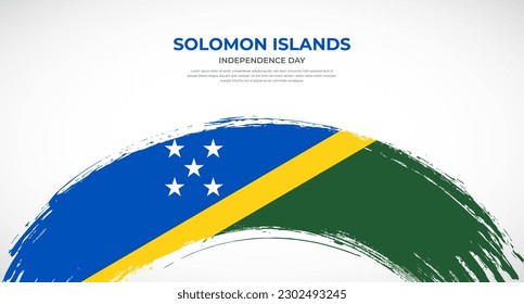 Abstract brush flag of Solomon Islands in rounded brush stroke effect vector illustration