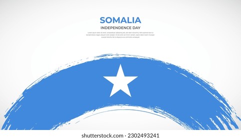 Abstract brush flag of Somalia in rounded brush stroke effect vector illustration