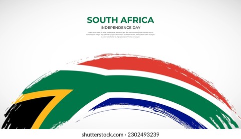 Abstract brush flag of South Africa in rounded brush stroke effect vector illustration