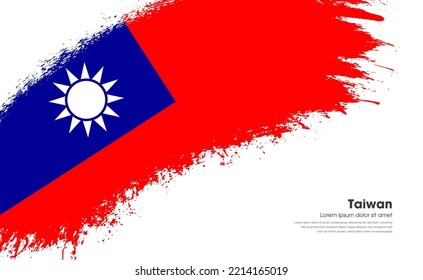 Abstract brush flag of Taiwan country with curve style grunge brush painted flag on white background