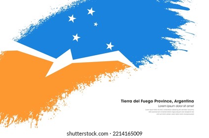 Abstract brush flag of Tierra del Fuego Province, Argentina country with curve style grunge brush painted flag on white background