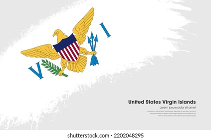 Abstract brush flag of United States Virgin Islands country with curve style grunge brush painted flag on white background