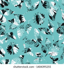 Abstract brush florals, butterflies, bee insects silhouette mixed  motifs  seamless pattern with trendy hand drawn textures. Modern  design for paper, cover, fabric, interior, scarf, decor , linens