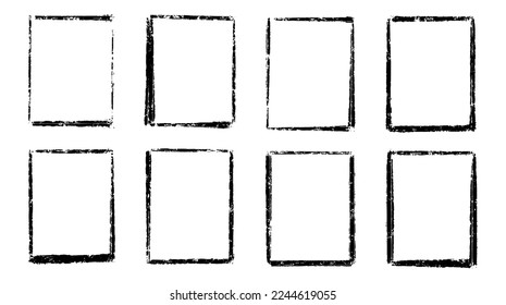 Abstract brush frame collection bundle elements. Grunge border decoration vector illustration.