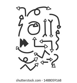 Abstract brush line arrows in hand drawn style for concept design doodle illustration vector template