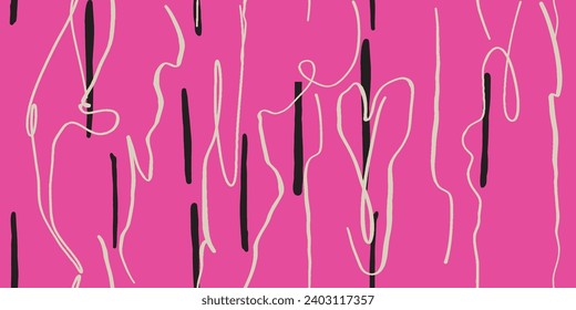 Abstract brush lines stroke painting seamless pattern illustration. Modern paint line background in monochrome color.
