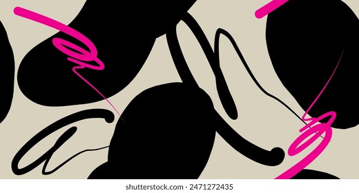 Abstract brush lines stroke painting seamless pattern illustration. Modern paint line background 
