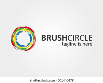 Abstract brush logo design. Circle design. Brush logo.