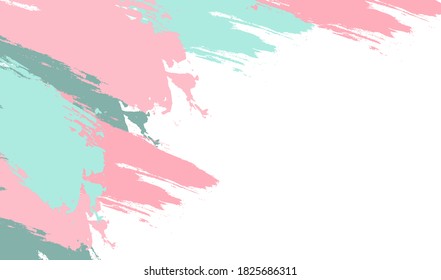 Abstract. Brush paint acrylic stroke color pink-green background. Vector.