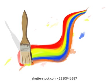 abstract brush and paint in colorful gradient colors, white background