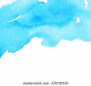 Abstract brush paint paper texture water color stylized aquarelle vivid background for banner, text design, print. Watercolor blue hand drawn wave splash vector card for greeting, wallpaper, poster