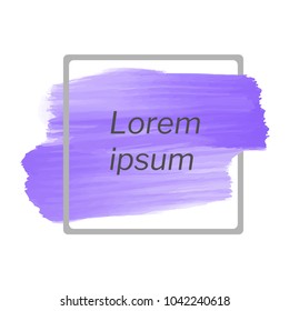 Abstract brush painted acrylic texture background over square frame vector illustration. Perfect design for logo, headline and sale banner.