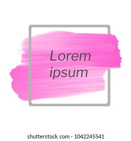 Abstract brush painted acrylic texture background over square frame vector illustration. Perfect design for logo, headline and sale banner