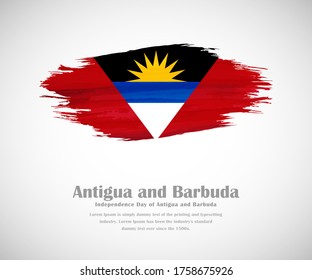 Abstract brush painted grunge flag of Antigua and Barbuda country for Independence day of Antigua and Barbuda