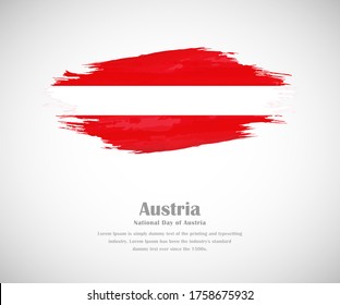 Abstract brush painted grunge flag of Austria country for national day of Austria