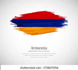 Abstract brush painted grunge flag of Armenia country for Independence day of Armenia