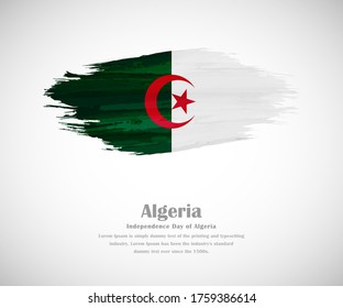Abstract brush painted grunge flag of Algeria country for Independence day of Algeria