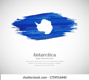 Abstract brush painted grunge flag of Antarctica country for antarctica day