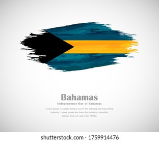 Abstract brush painted grunge flag of Bahamas country for Independence day of Bahamas