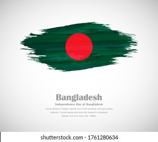 Abstract brush painted grunge flag of Bangladesh country for Independence day of Bangladesh