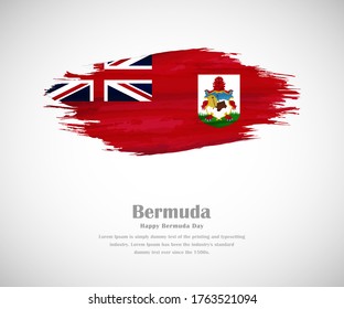 Abstract brush painted grunge flag of bermuda country for bermuda day
