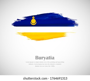 Abstract brush painted grunge flag of Buryatia country for national day of Buryatia