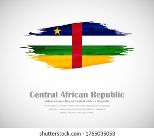 Abstract brush painted grunge flag of Central African Republic country for Independence day of Central African Republic