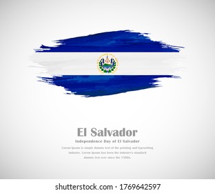 Abstract brush painted grunge flag of El Salvador country for Independence day of El Salvador