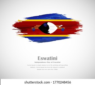 Abstract brush painted grunge flag of Eswatini country for Independence day of Eswatini