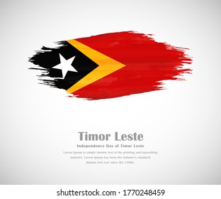 Abstract brush painted grunge flag of Timor Leste country for Independence day of Timor Leste