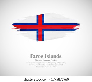 Abstract brush painted grunge flag of Faroe Islands country for national day of Faroe Islands