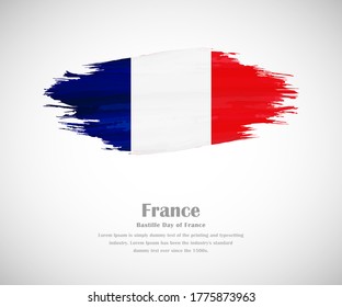 Abstract brush painted grunge flag of France country for bastille day of France